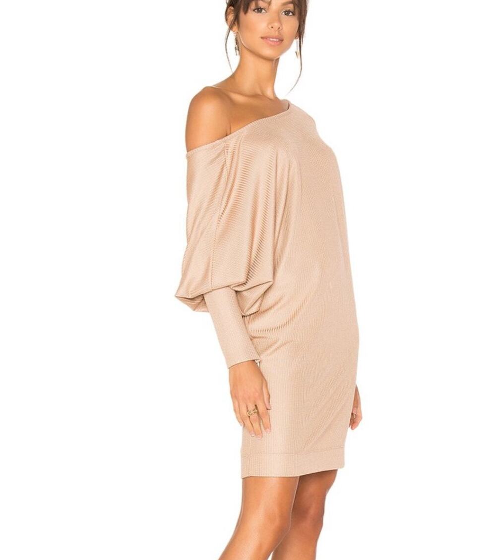 Rachel Comey Ribbed Off Shoulder Dress Size 2 Blush Dolman Sleeve Designer